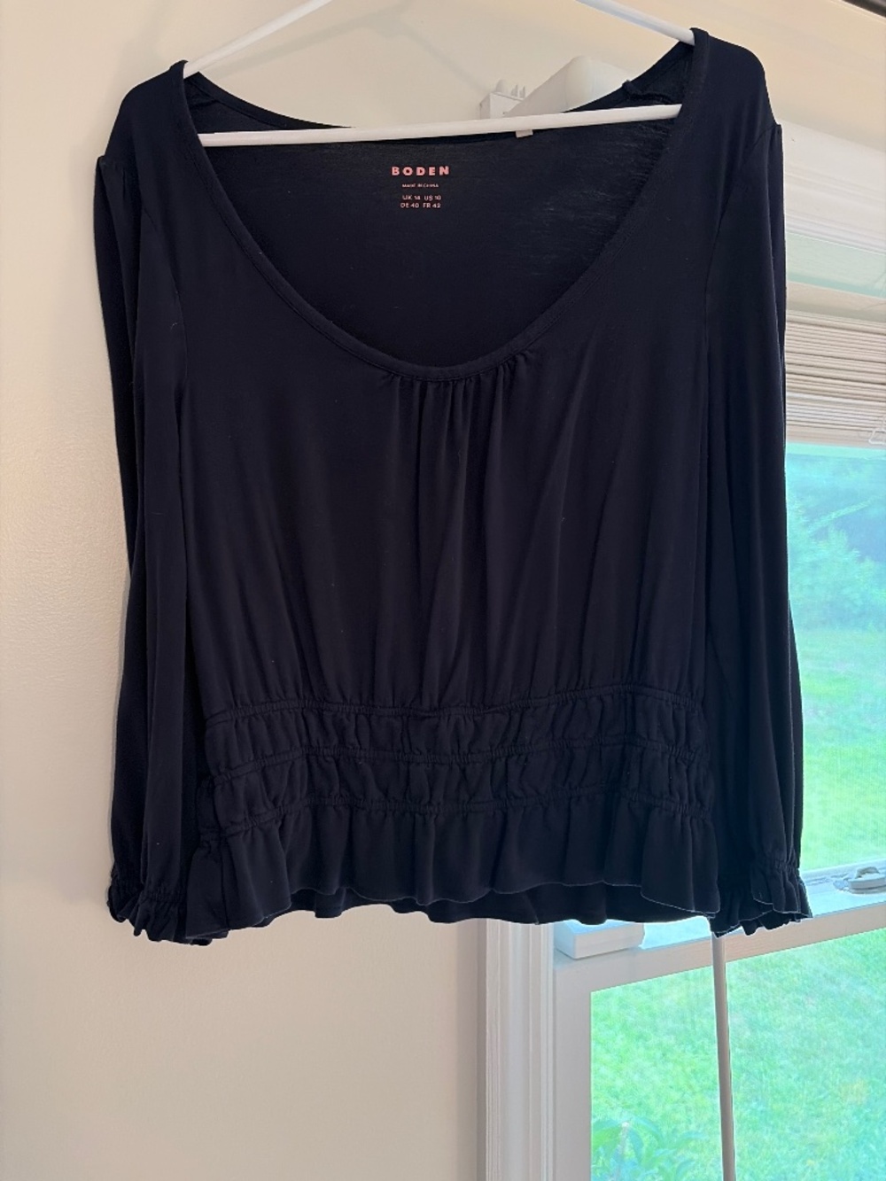Boden Ruched Navy Shirt
